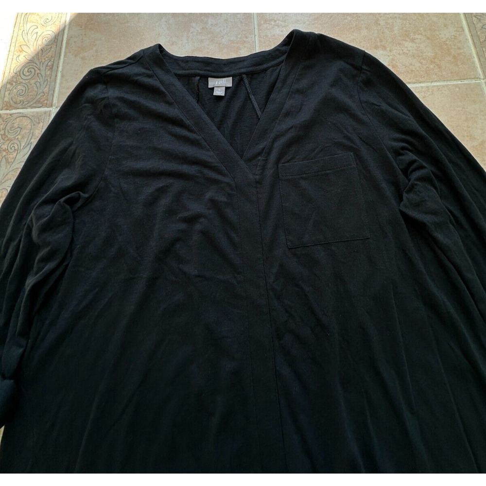 J. Jill V-Neck cotton black folding long sleeve top Women size XL - Picture 3 of 6